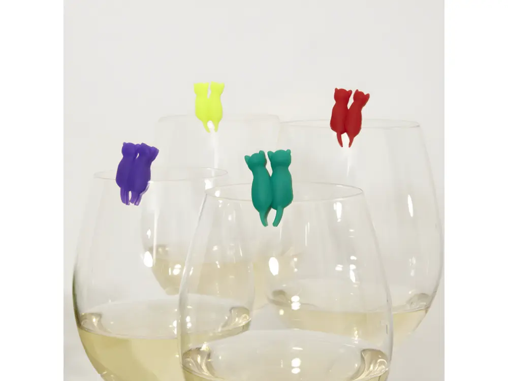 Professionnel Set de 8 marqueurs de verres Chats Multicolore Kikkerland