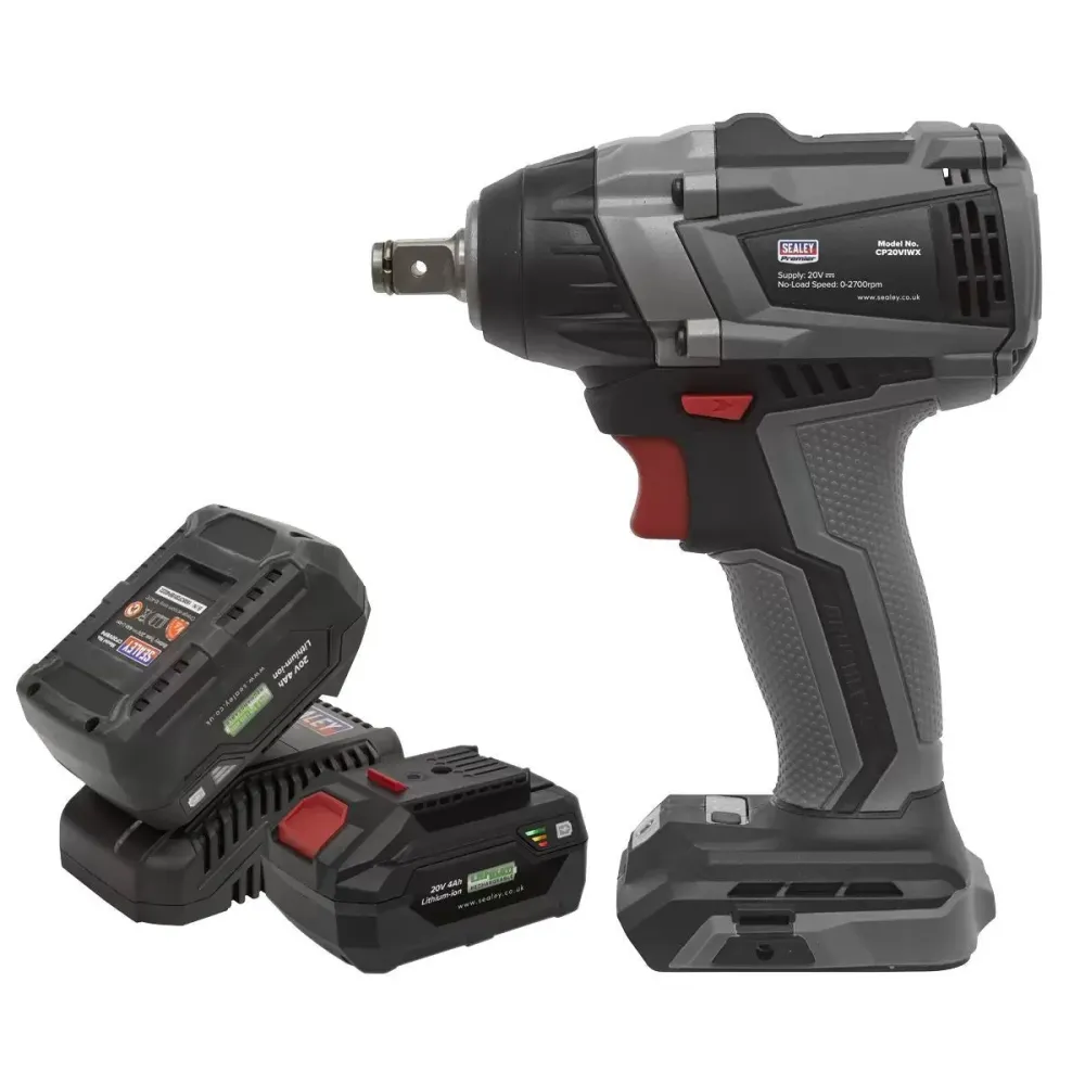 Sealey CP20VIWXKIT 20V Brushless Impact Wrench Kit 1/2"Sq Drive 2 x 4.0Ah Battery & Charger Bag
