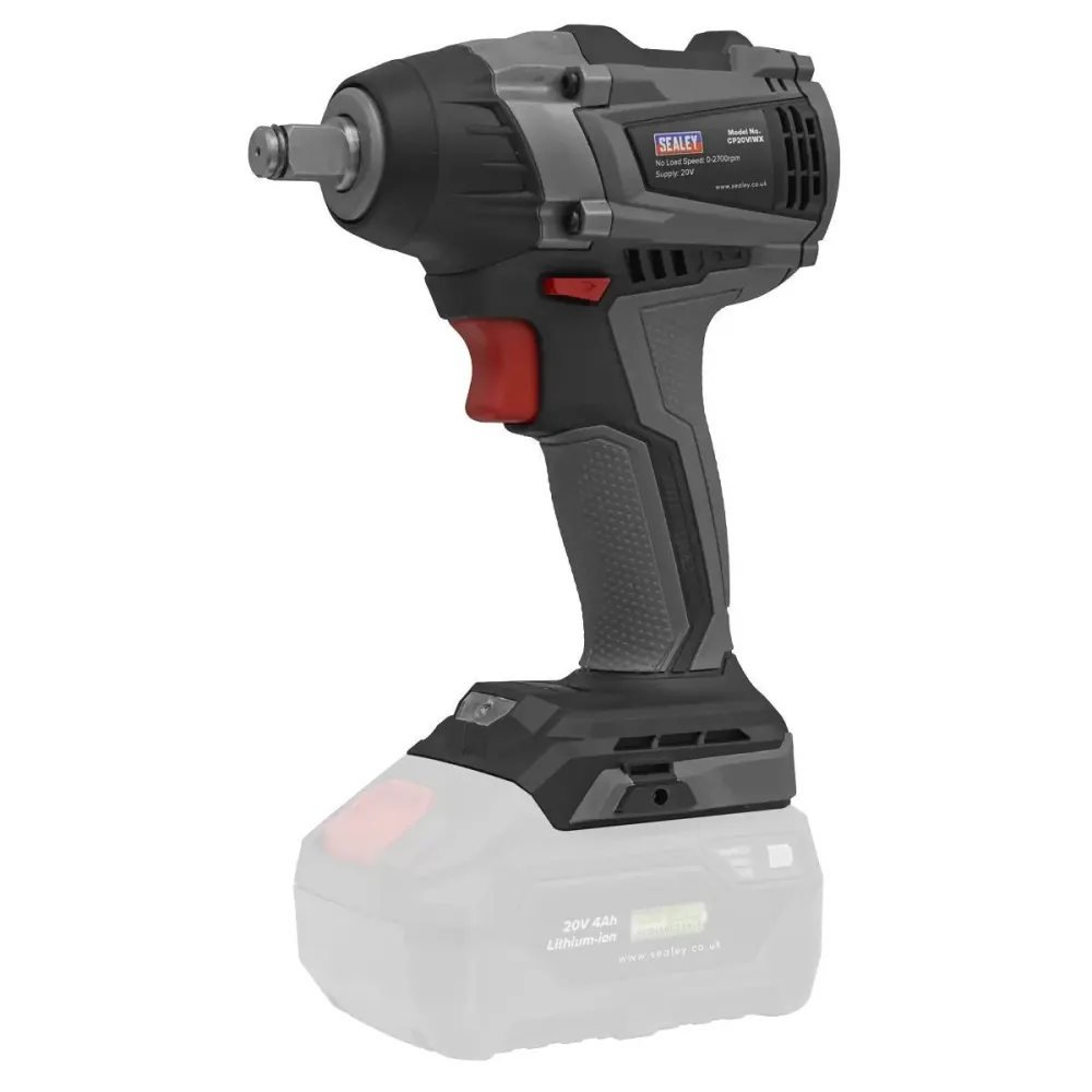 Sealey CP20VIWXKIT 20V Brushless Impact Wrench Kit 1/2"Sq Drive 2 x 4.0Ah Battery & Charger Bag