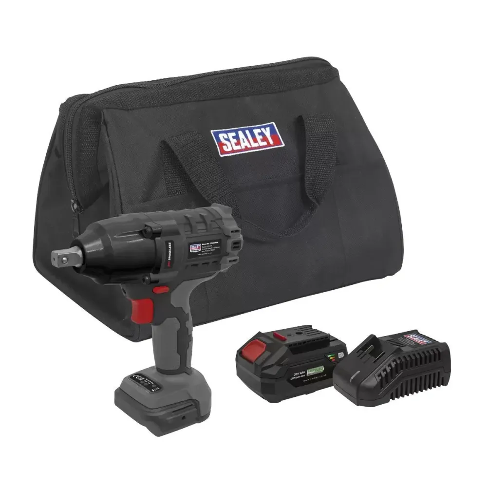 Sealey CP20VPIWKIT1 20V Brushless 1/2"Sq Drive Impact Wrench Kit Battery & Charger