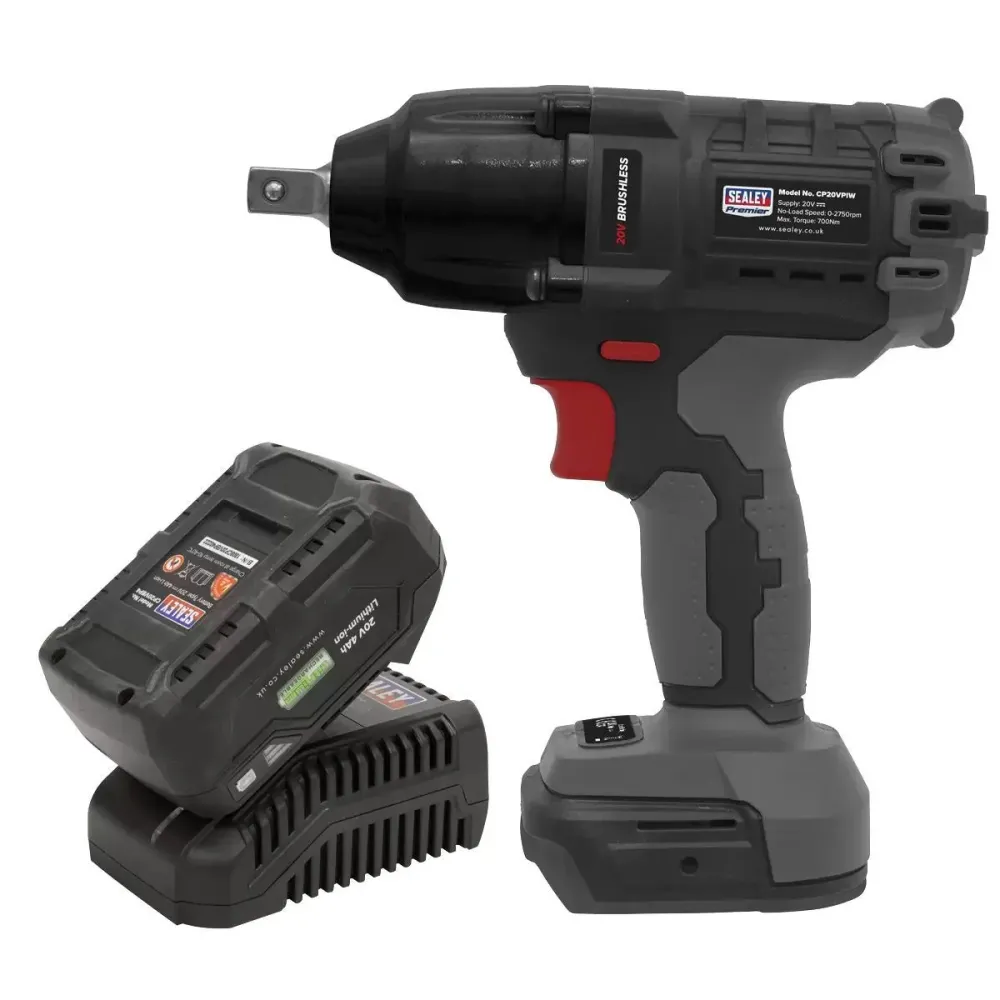 Sealey CP20VPIWKIT1 20V Brushless 1/2"Sq Drive Impact Wrench Kit Battery & Charger