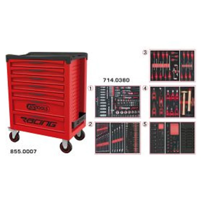 Servante RACING 7 tiroirs équipée de 384 outils - KS TOOLS - 855.7380 | Prêt à l'emploi