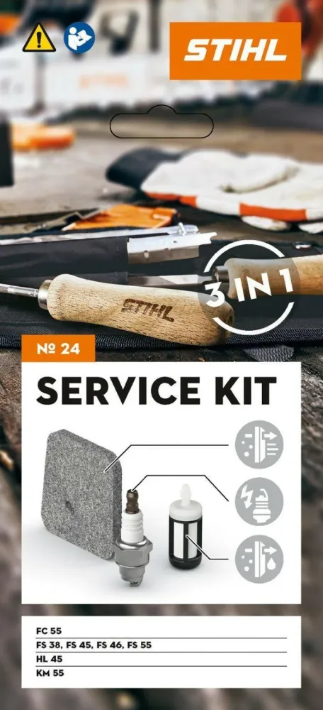 STIHL Service Kit 24 pour FS 55, FS 38 (hors 2‑MIX), FS 45, FS 46, FS 55, HL 45 & KM 55 avec bouchon doseur