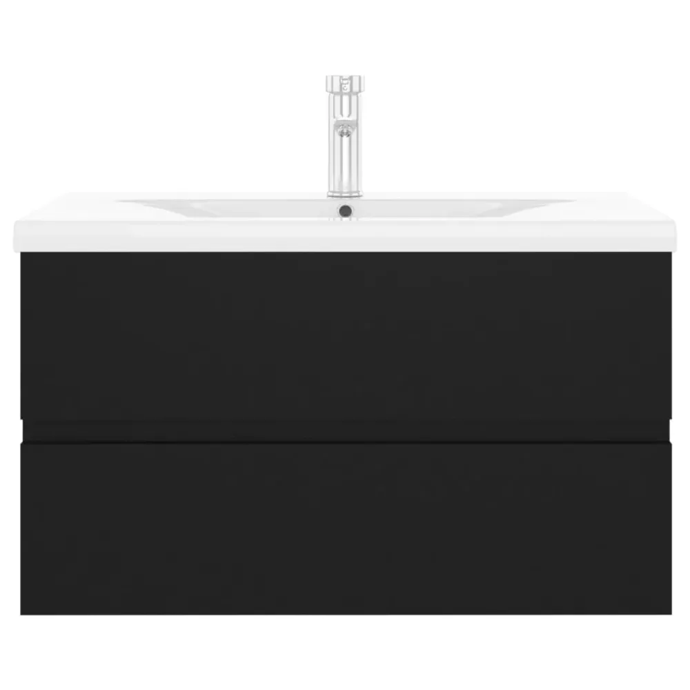 Armoire d'évier avec lavabo intégré 80 x 38,5 x 45 cm aggloméré noir 02_0006513