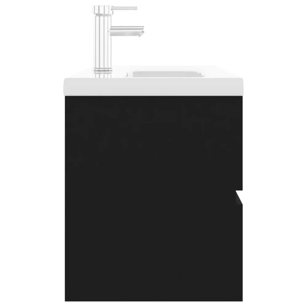 Armoire d'évier avec lavabo intégré 80 x 38,5 x 45 cm aggloméré noir 02_0006513