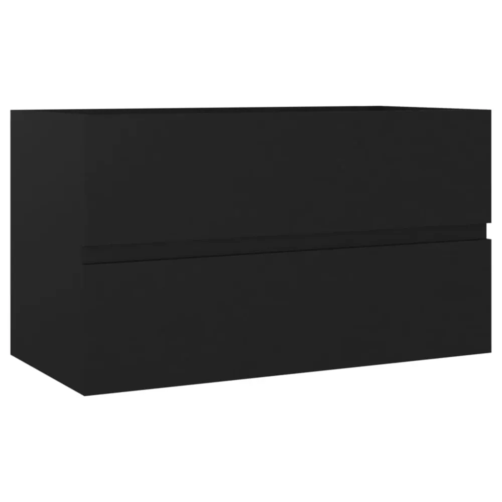 Armoire d'évier avec lavabo intégré 80 x 38,5 x 45 cm aggloméré noir 02_0006513