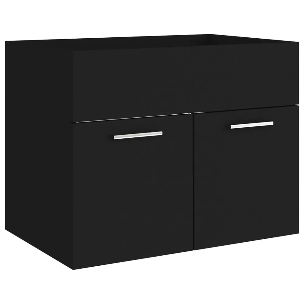 Armoire d'évier avec lavabo intégré 60 x 38,5 x 46 cm aggloméré noir 02_0006504
