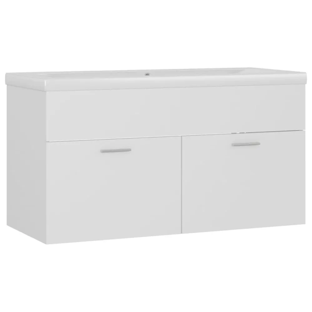 Armoire d'évier avec lavabo intégré 90 x 38,5 x 46 cm aggloméré blanc 02_0006421