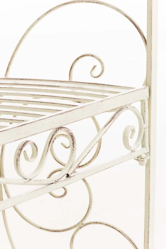 Banc de jardin avec arche à rosiers en métal crème vieilli style rétro MDJ10186