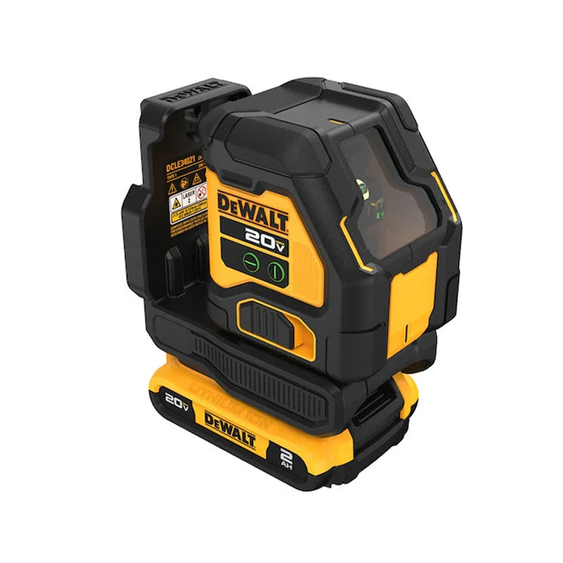 Laser en croix intégré avec faisceau vert 18V DEWALT DCLE34021D1-QW avec une batterie 2,0 Ah