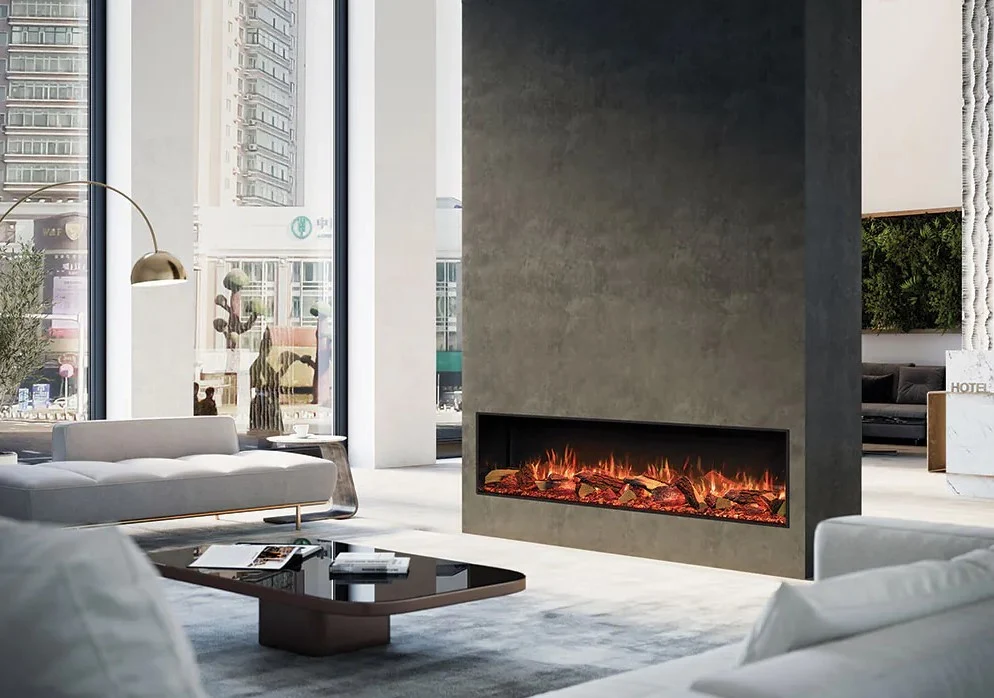 ONYX - meerzijdige haard AVANTI 190 RW REAL LOG insert électrique basique face, en angle où multiples