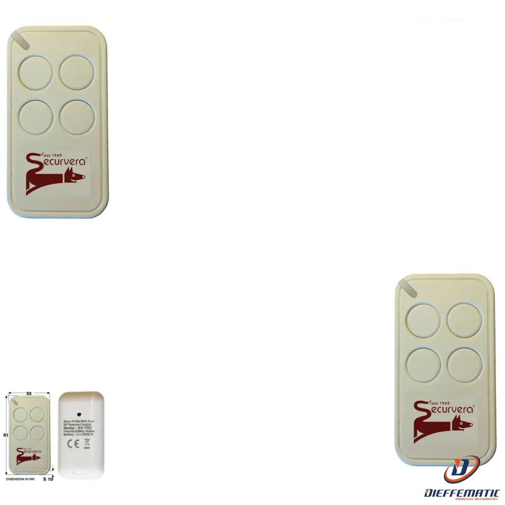 2 Radiocomandi 4 Canali Codice Univoco Rolling Code Securvera Sv-Trc2Rc4Cse