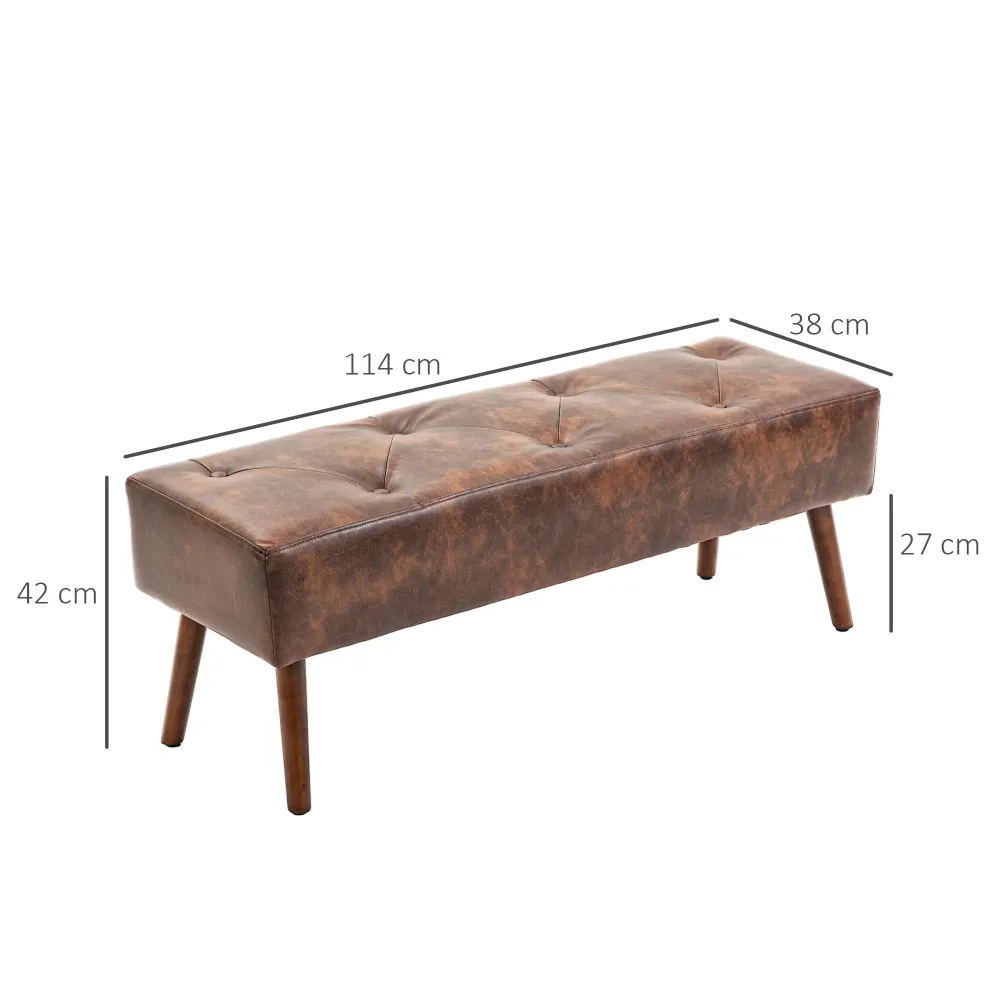 Banc bout de lit banquette capitonnée style nostalgique revêtement synthétique 114 x 38 x 42 cm piètement bois banc rembou...