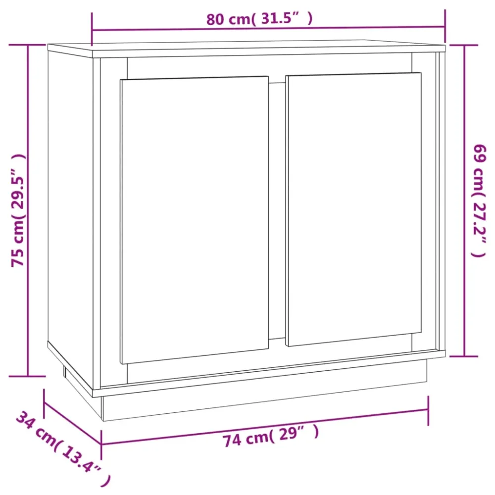 Buffet bahut commode armoire meuble de rangement organisateur cuisine salle de séjour salon sonoma 80 x 34 x 75 cm bois d'...