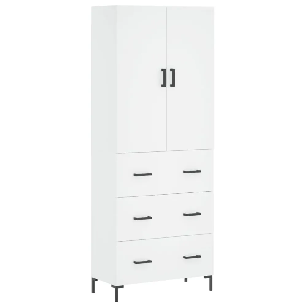 Buffet bahut commode armoire meuble de rangement organisateur cuisine salle de séjour salon haut 69,5 x 34 x 180 cm bois d...