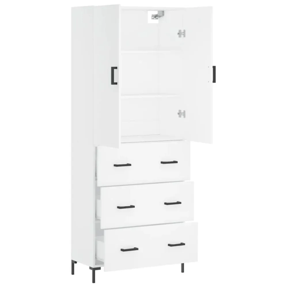 Buffet bahut commode armoire meuble de rangement organisateur cuisine salle de séjour salon haut 69,5 x 34 x 180 cm bois d...