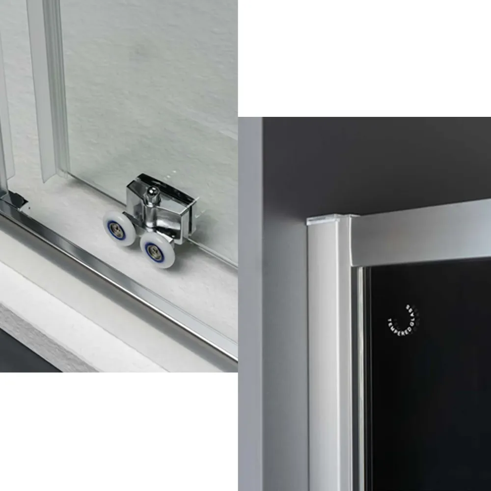 Cabine de douche d'angle rectangulaire 80x90 modèle Loop avec verre plein texturé anticalcaire Smart Clean