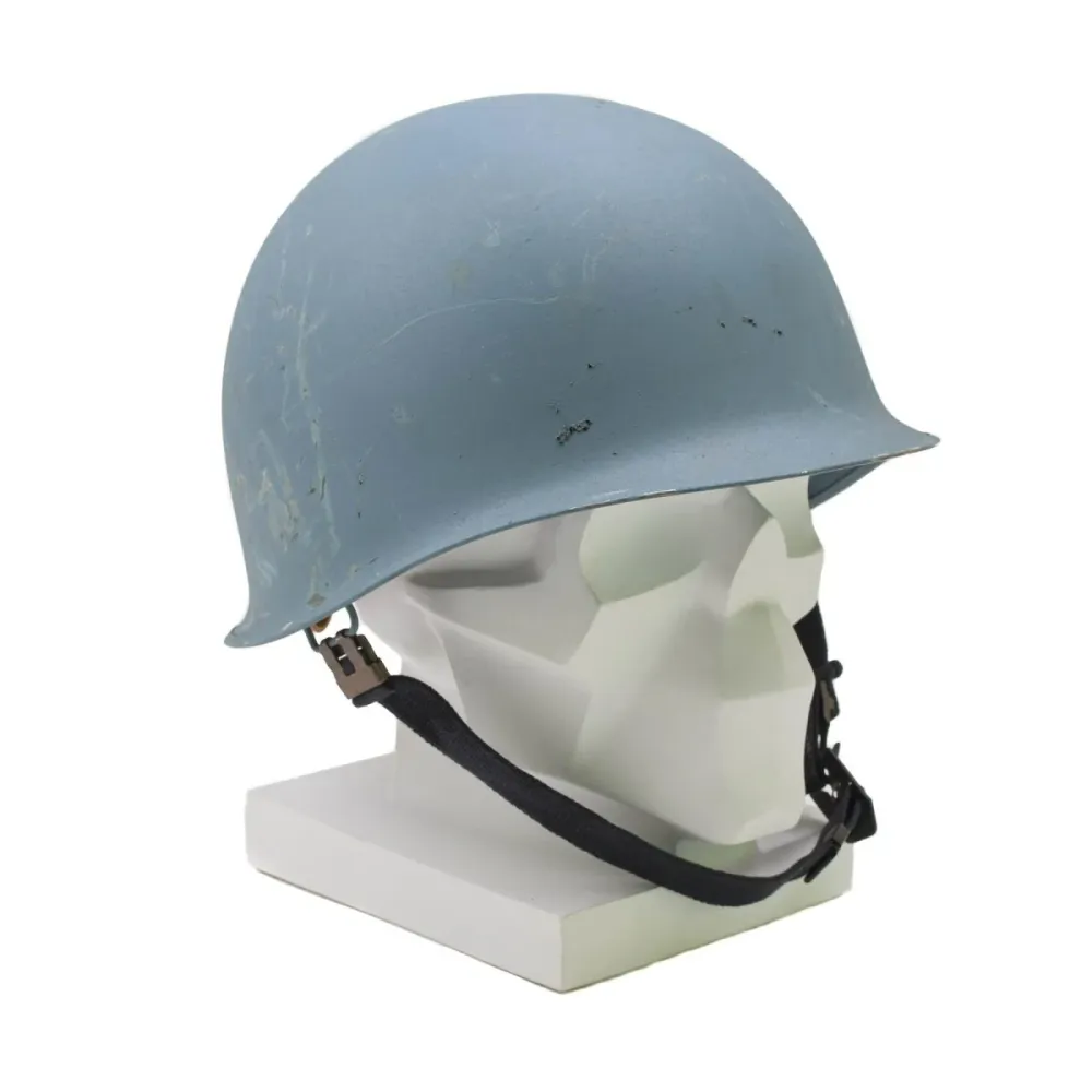 Casque militaire belge original en acier M51, combat tactique, intérieur en PVC bleu manifeste