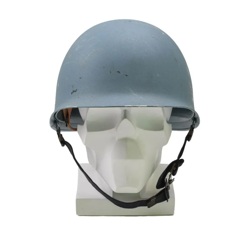 Casque militaire belge original en acier M51, combat tactique, intérieur en PVC bleu manifeste