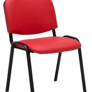 Chaise visiteur assise rembourrée en synthétique rouge BUR10070