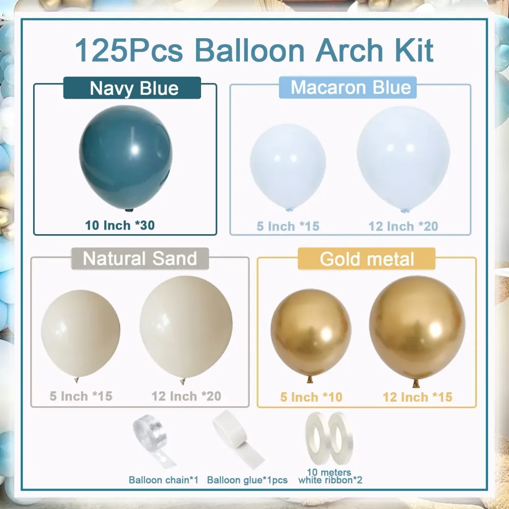Chaîne de Ballons Luxueux Bleu Marine Rétro pour Mariage ou Anniversaire BA28