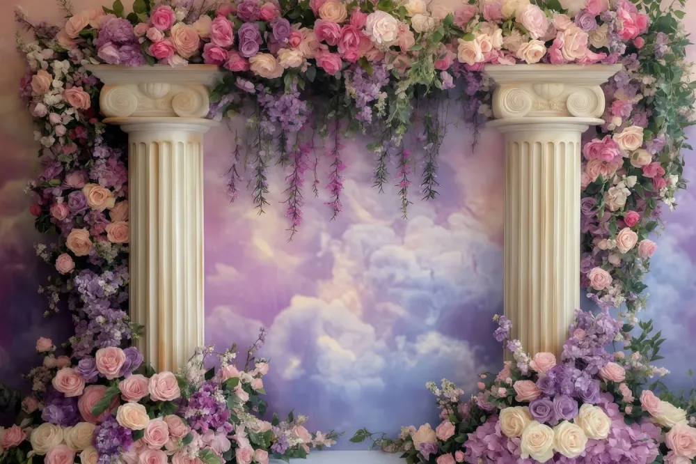 Fond photo pour la Saint-Valentin Colonne florale romantique Arche Fonds pour la Saint-Valentin MRR11-109