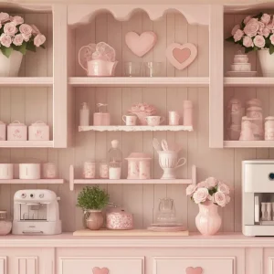 Fond pour la Saint-Valentin Cœur pastel Cuisine confortable Fond photo pour la Saint-Valentin MRR11-106