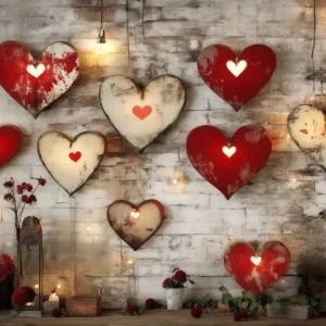 Fond pour la Saint-Valentin Cœurs Fond rustique en métal Cœur mural Fonds pour la Saint-Valentin MRR11-108