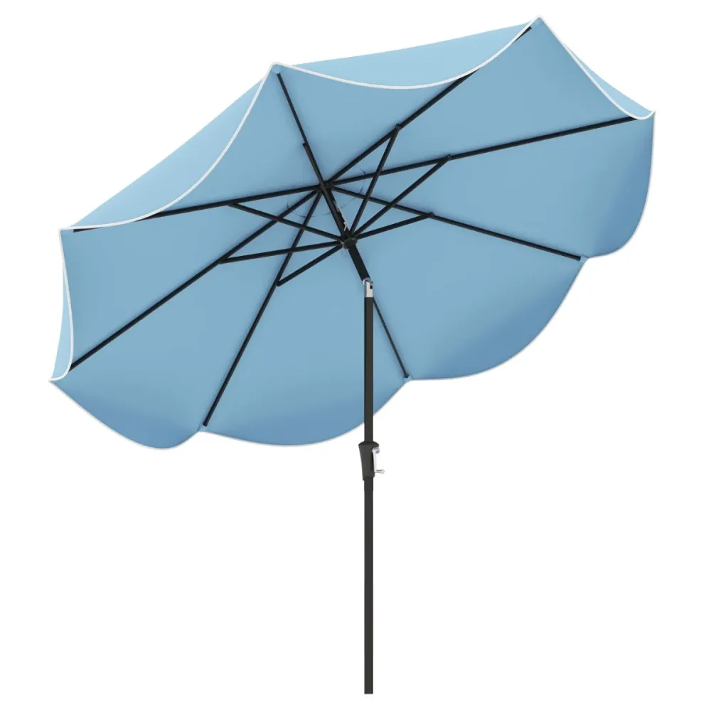Parasol de patio inclinable avec manivelle 280 x 245 cm ombre confortable à bords froncés style moderne en tissu synthétiq...