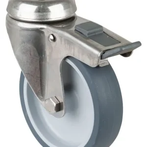 Rouleaux d'appareil en acier inoxydable BS avec frein largeur 28 mm Ø100 mm jusqu'à 60 kg surface en cao...
