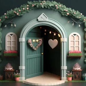 Toile de Fond Décor St-Valentin Arche Cœurs Floraux St-Valentin BRP1-137
