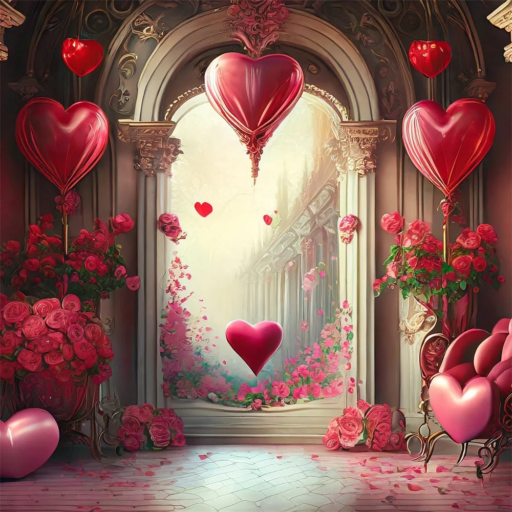 Toile de Fond St-Valentin Arche de Ballons Cœurs Romantiques BRP1-89