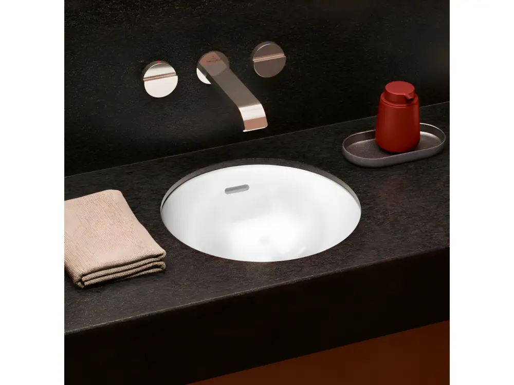 Vasque 45 x 45 ronde à poser VILLEROY ET BOCH Loop & Friends TitanCeram stone blanc pur sans trop plein