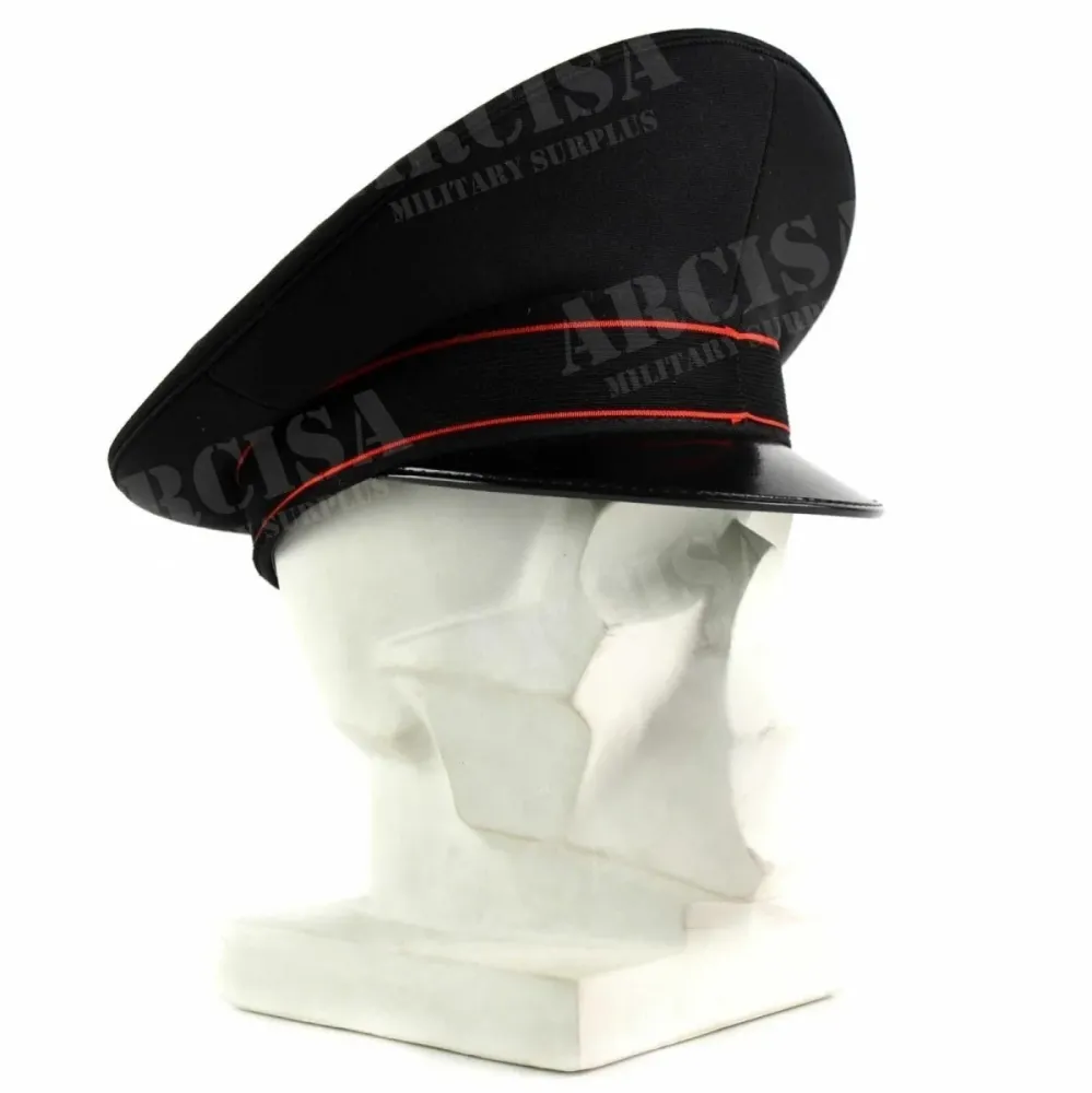 Véritable casquette à visière de l'armée italienne Casquette de police militaire à visière noire NEUF