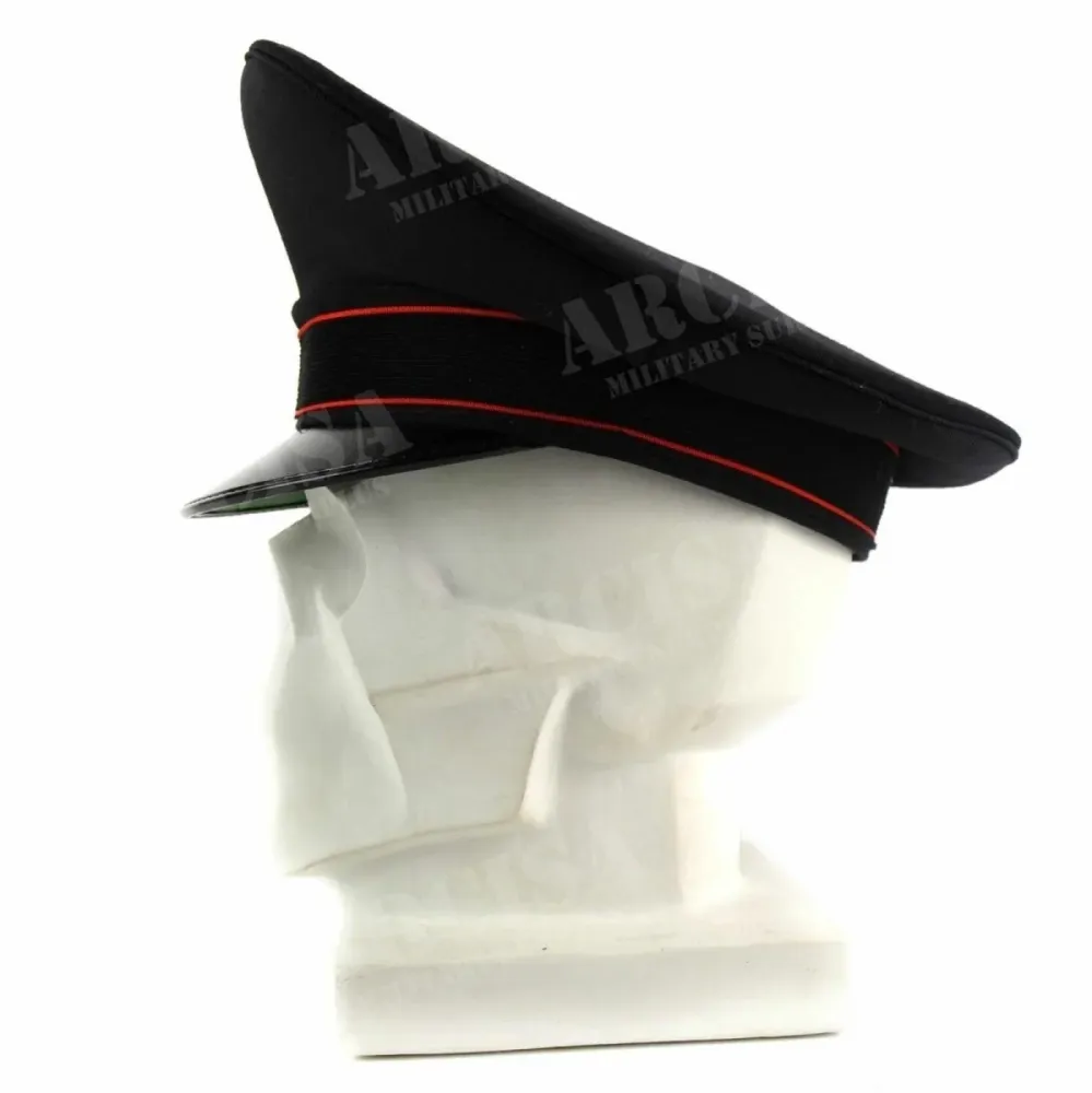 Véritable casquette à visière de l'armée italienne Casquette de police militaire à visière noire NEUF