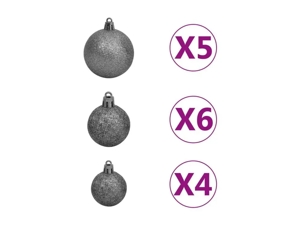 Arbre de Noël artificiel avec LED et boules Rose 180 cm VINYLE