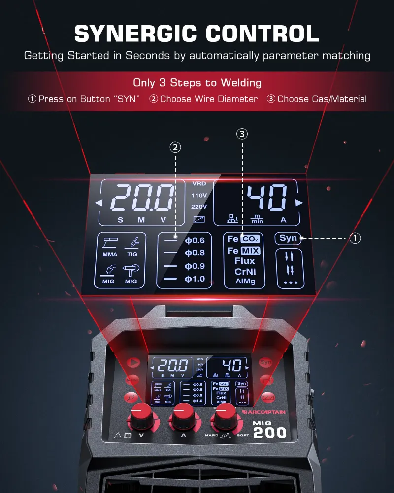 Arccaptain MIG200 Multi-process MIG Welder Binaire Voltage Wholesale Welding Machine