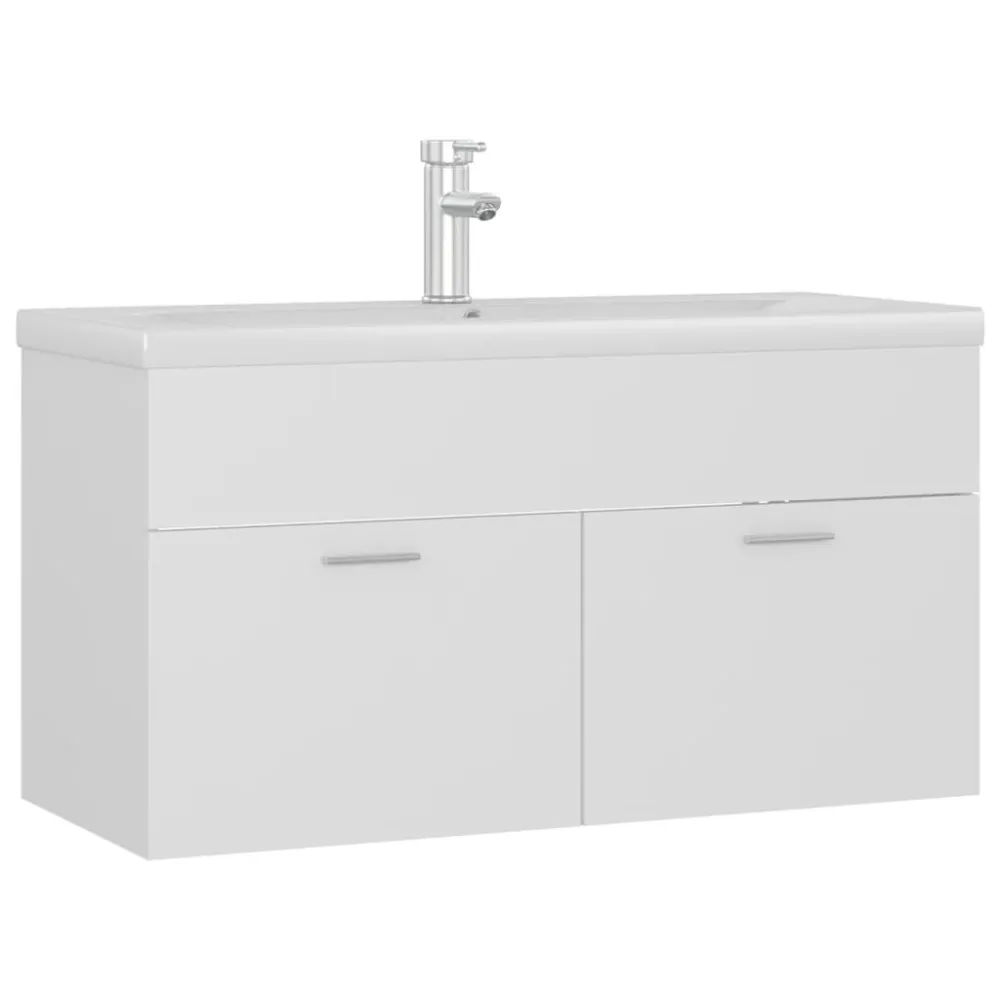 Armoire d'évier avec lavabo intégré blanc aggloméré 02_0006424 pour toutes saisons