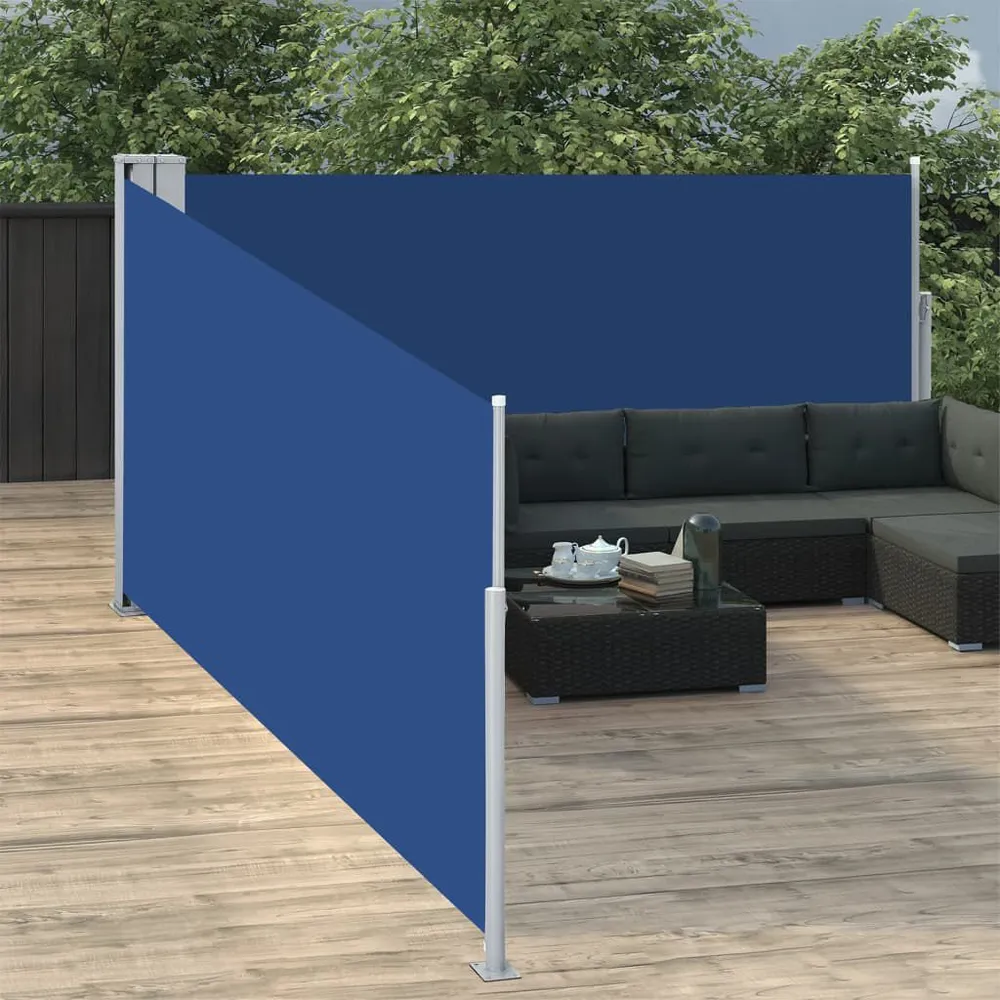 Auvent latéral rétractable Bleu 100 x 1000 cm - 22mm/25mm/28mm