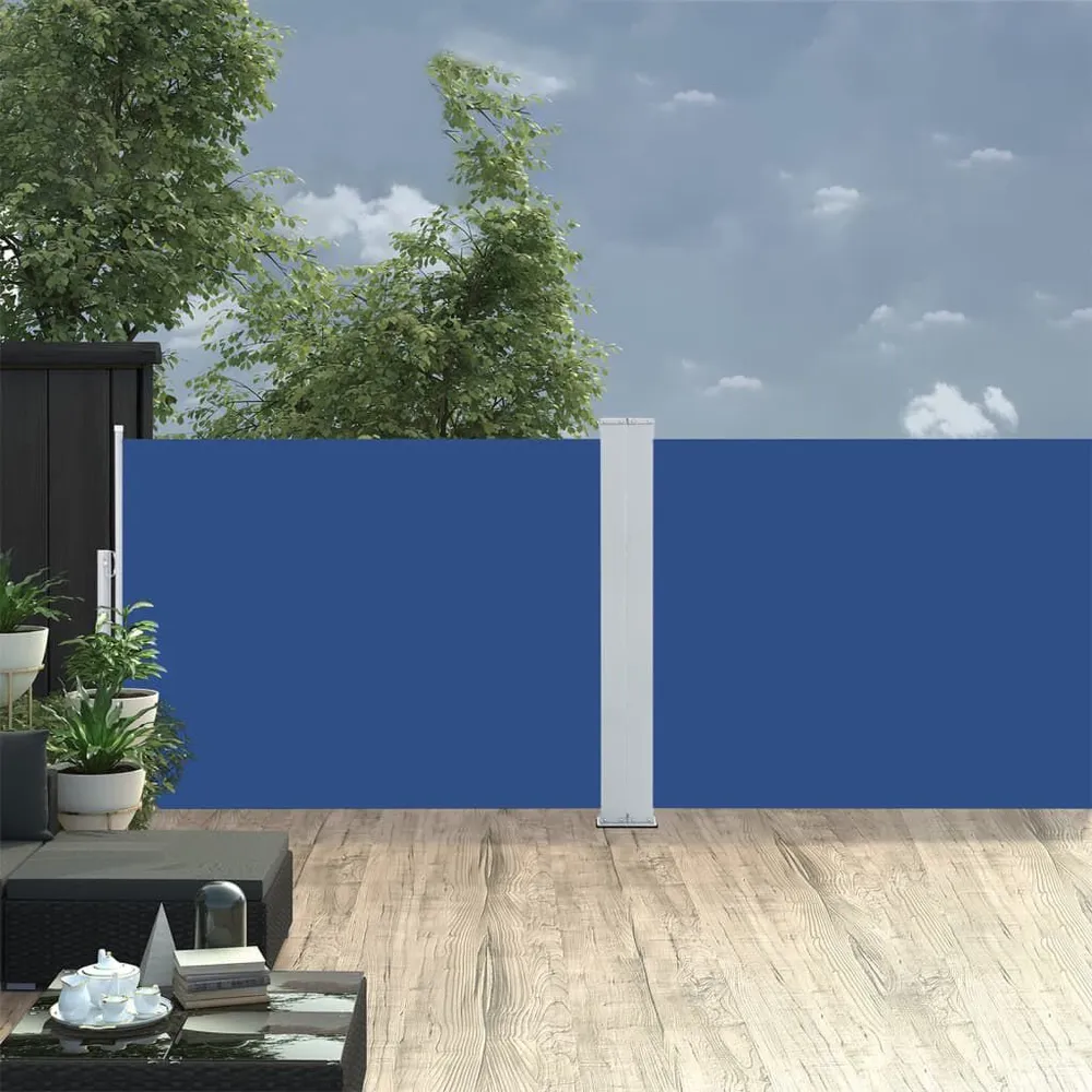 Auvent latéral rétractable Bleu 100 x 1000 cm - 22mm/25mm/28mm