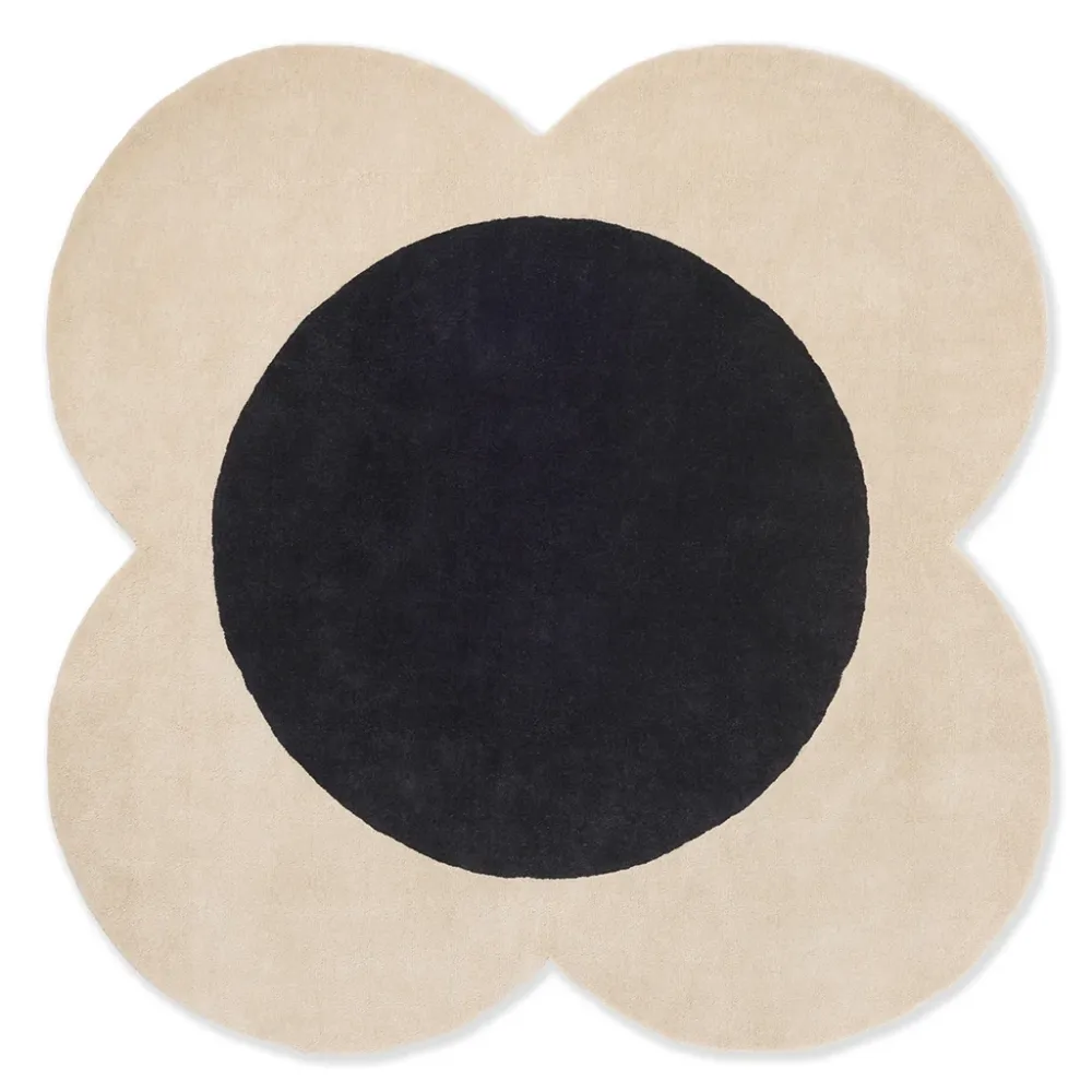 Black Flower Irregular Designer Laine Hand Tufted Rug