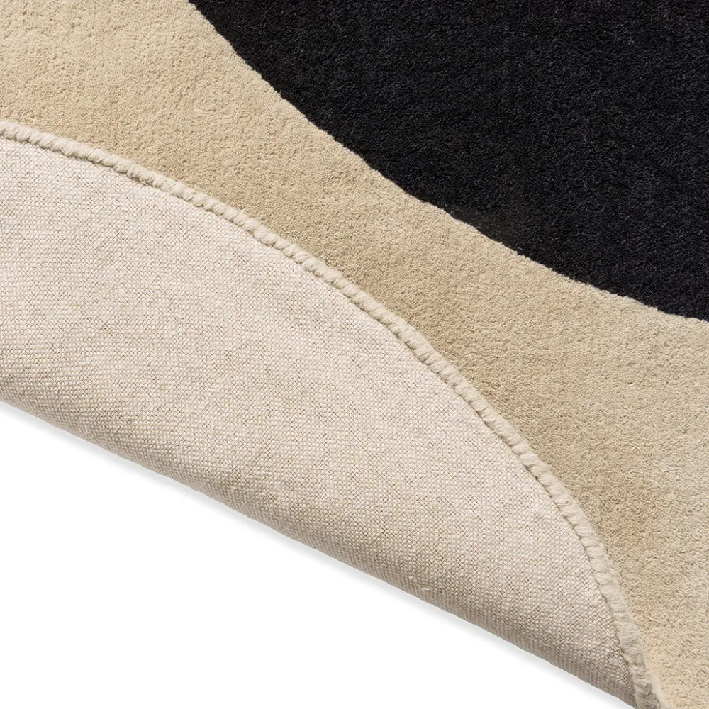 Black Flower Irregular Designer Laine Hand Tufted Rug