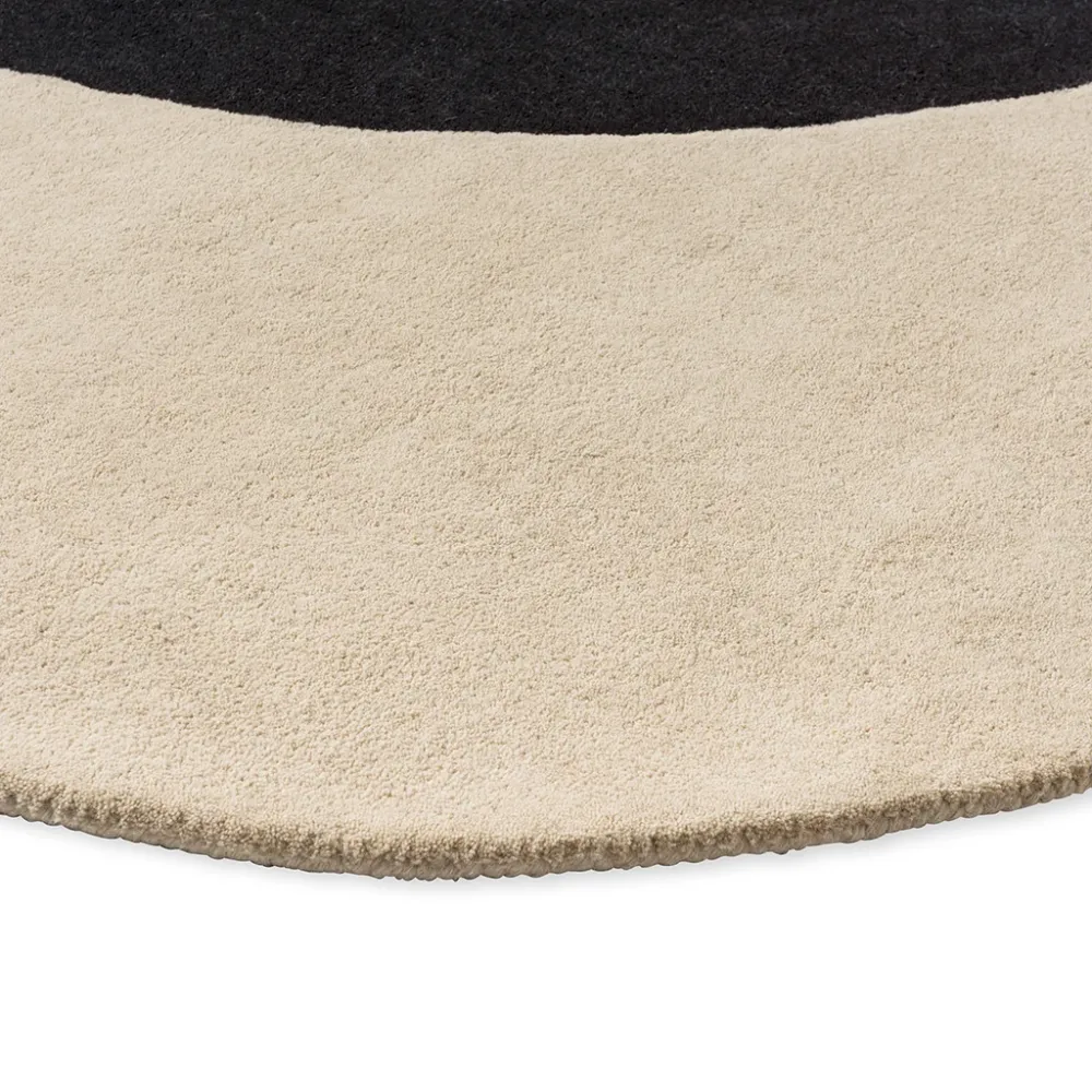 Black Flower Irregular Designer Laine Hand Tufted Rug