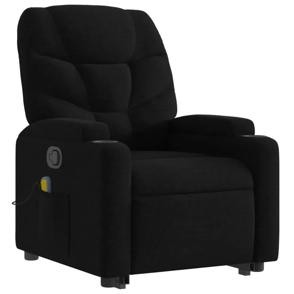 Fauteuil de relaxation TV fonction massage inclinable levage électrique en tissu noir DEC027054 - 22mm/25mm/28mm