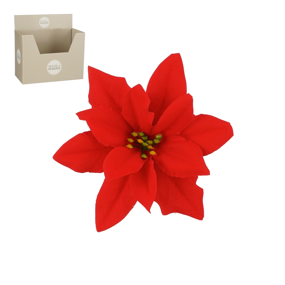 Housse de protection quad Poinsettia en velours blanc à clipser - D.16cm