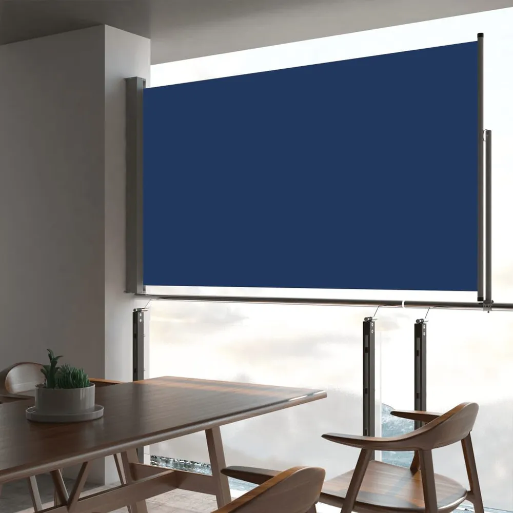 Porte-bagages scooter Auvent latéral rétractable de patio 140 x 300 cm Bleu