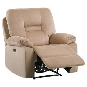 Racing Electric Recliner Chair BERGEN LED Tissu doux Sand Beige