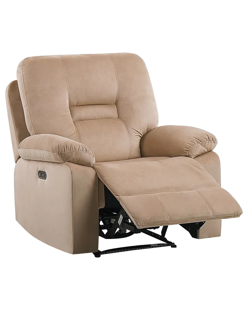 Racing Electric Recliner Chair BERGEN LED Tissu doux Sand Beige