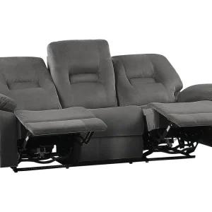 3 Seater En velours LED Electric Recliner Sofa USB Port Grey BERGEN