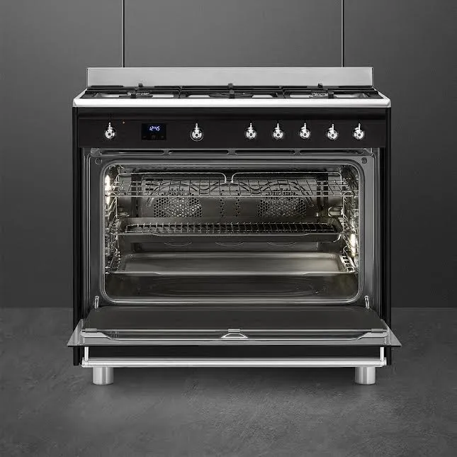 Smeg 90cm Cooker Gas Hob Noir jais